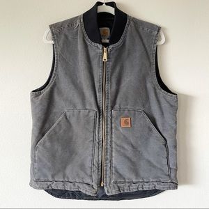 Carhartt V02 Gray Quilt Lined Vest Mens Sz M